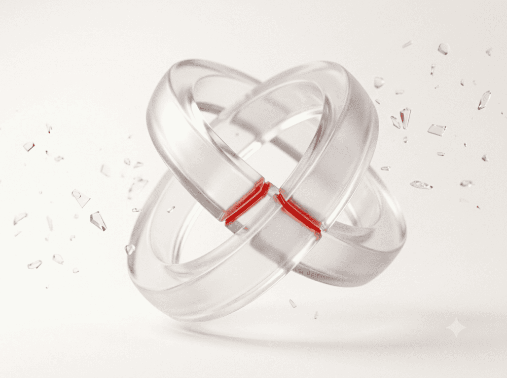 Two interlocking frosted glass rings