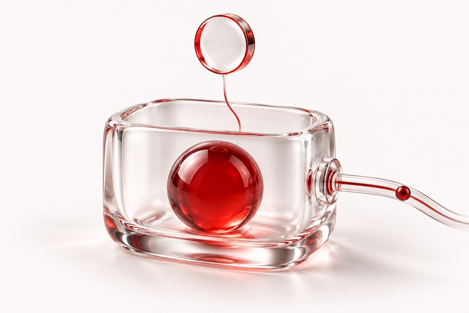 A ruby sphere in a clear account vessel connected to a scoped permission token.