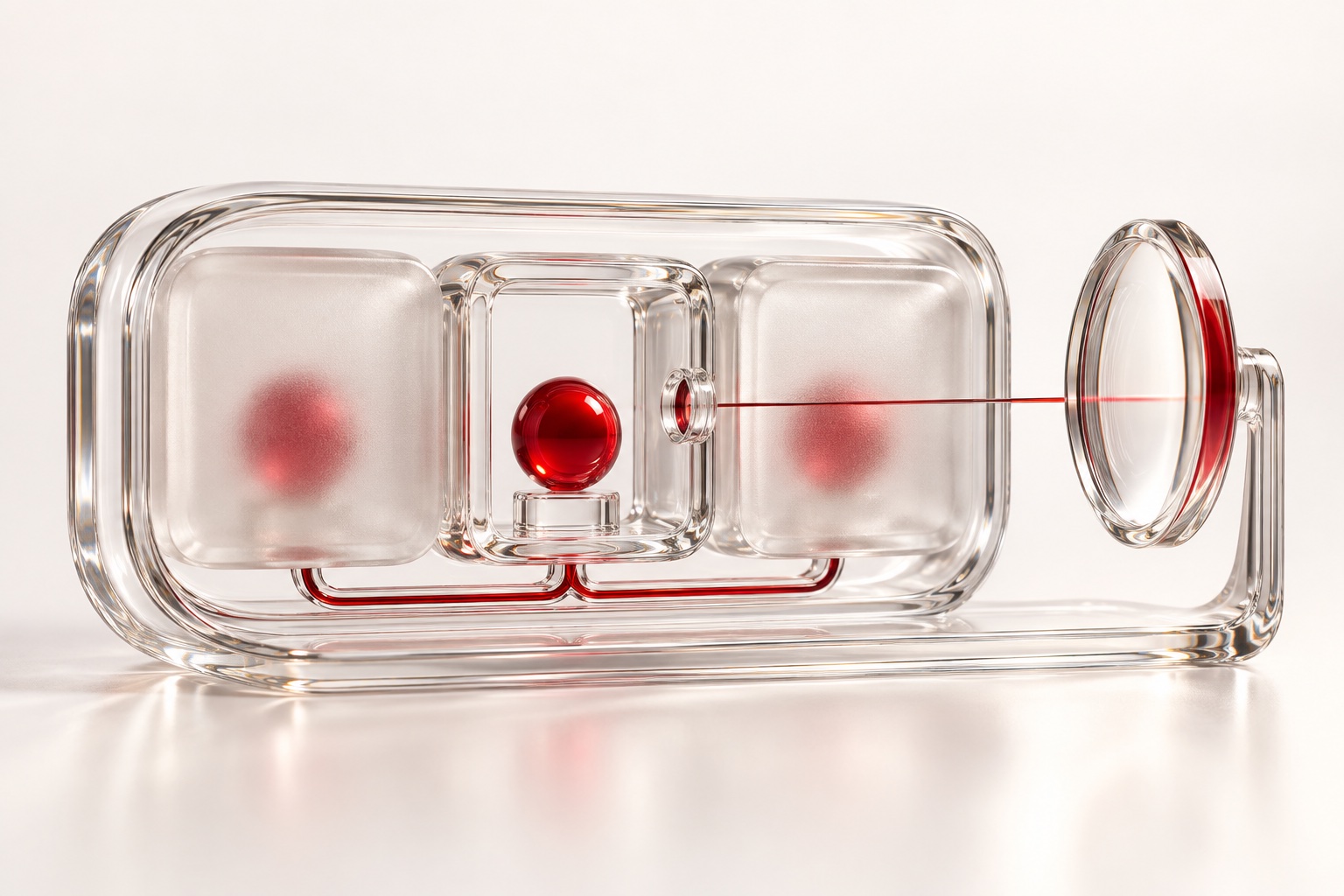 A glass frame reveals only the compartment needed for an authorised view.