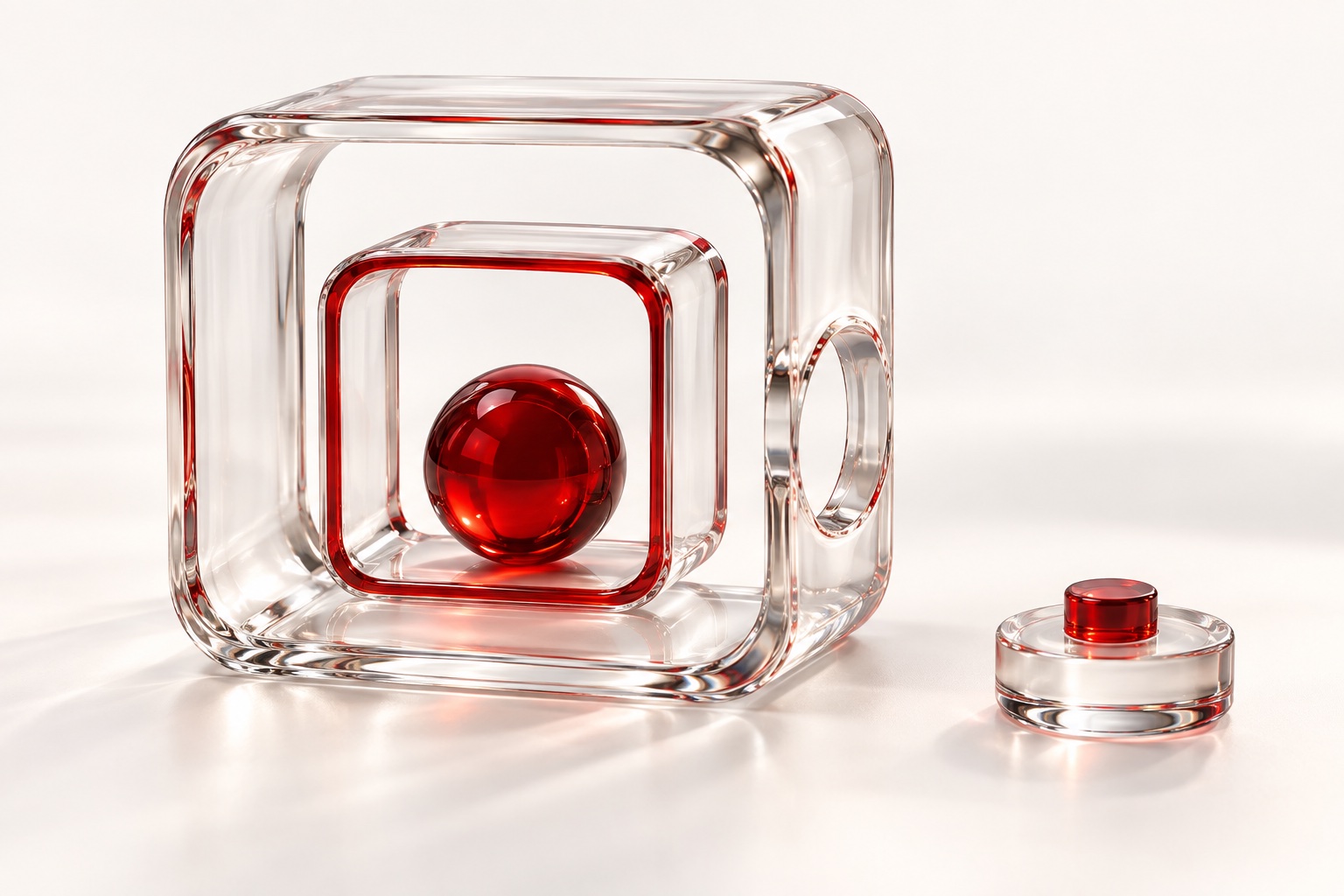 Nested glass boundaries define the space in which an agent may act.