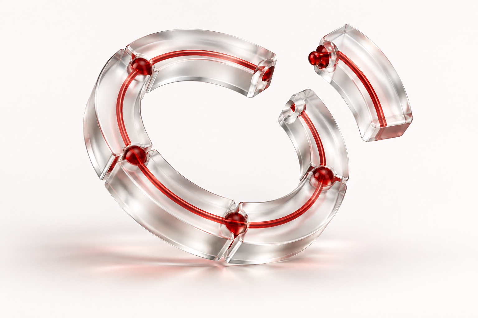 A complementary glass segment is ready to join a connected institutional ring.