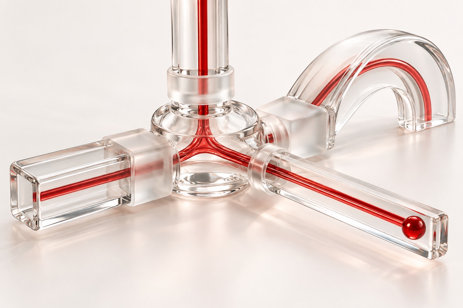 Different glass interfaces join through a common adaptive connection.